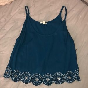 Teal blue crop tank top